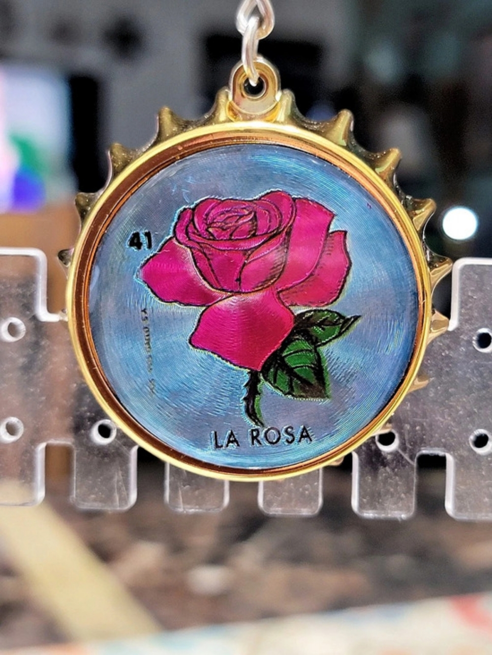 La Rosa rose bottle opener keychain Rose Bottle Opener Keychain Gold & Blue